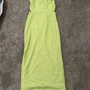 SHEIN Lime Green Textured Maxi Dress